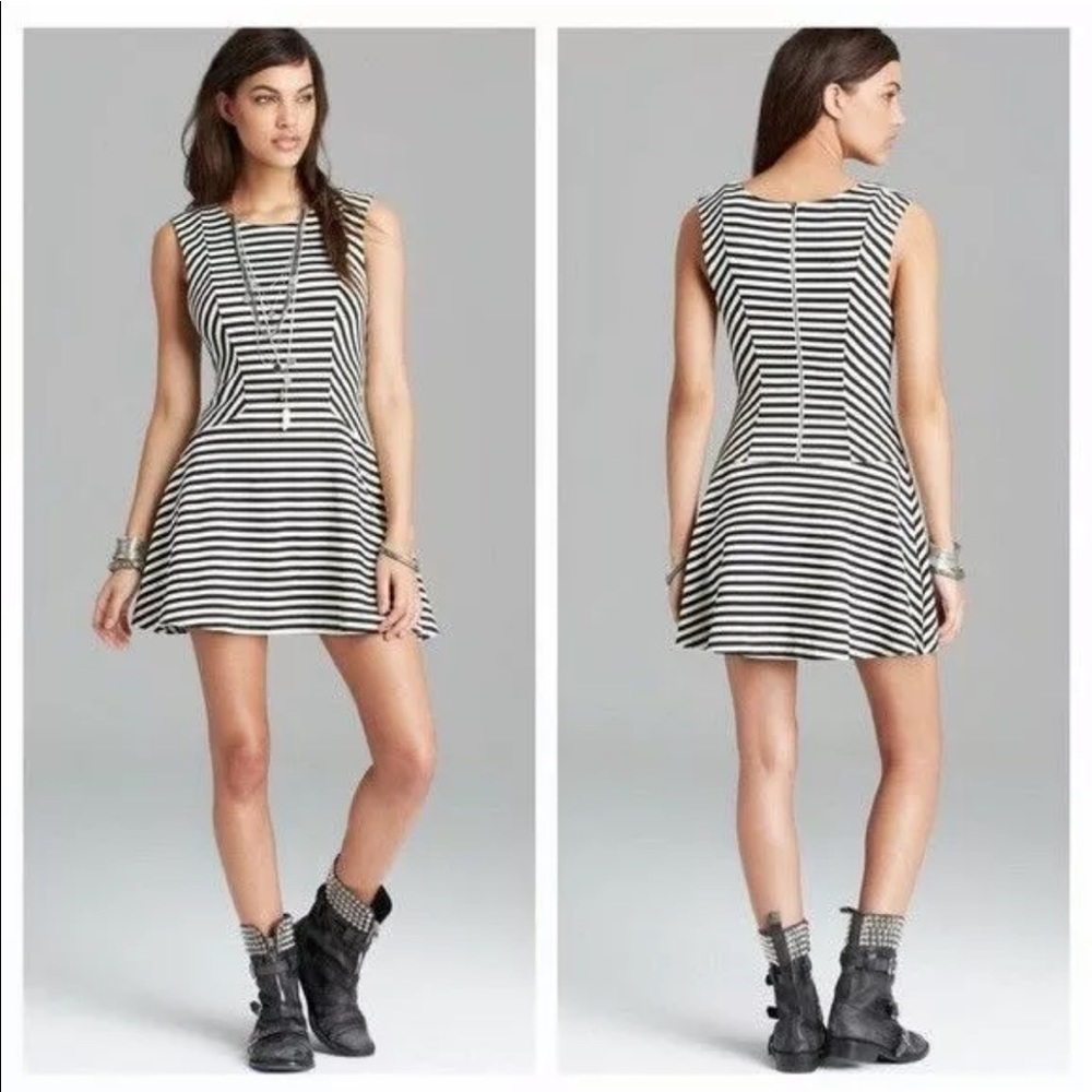 FREE PEOPLE Striped Skater Dress.